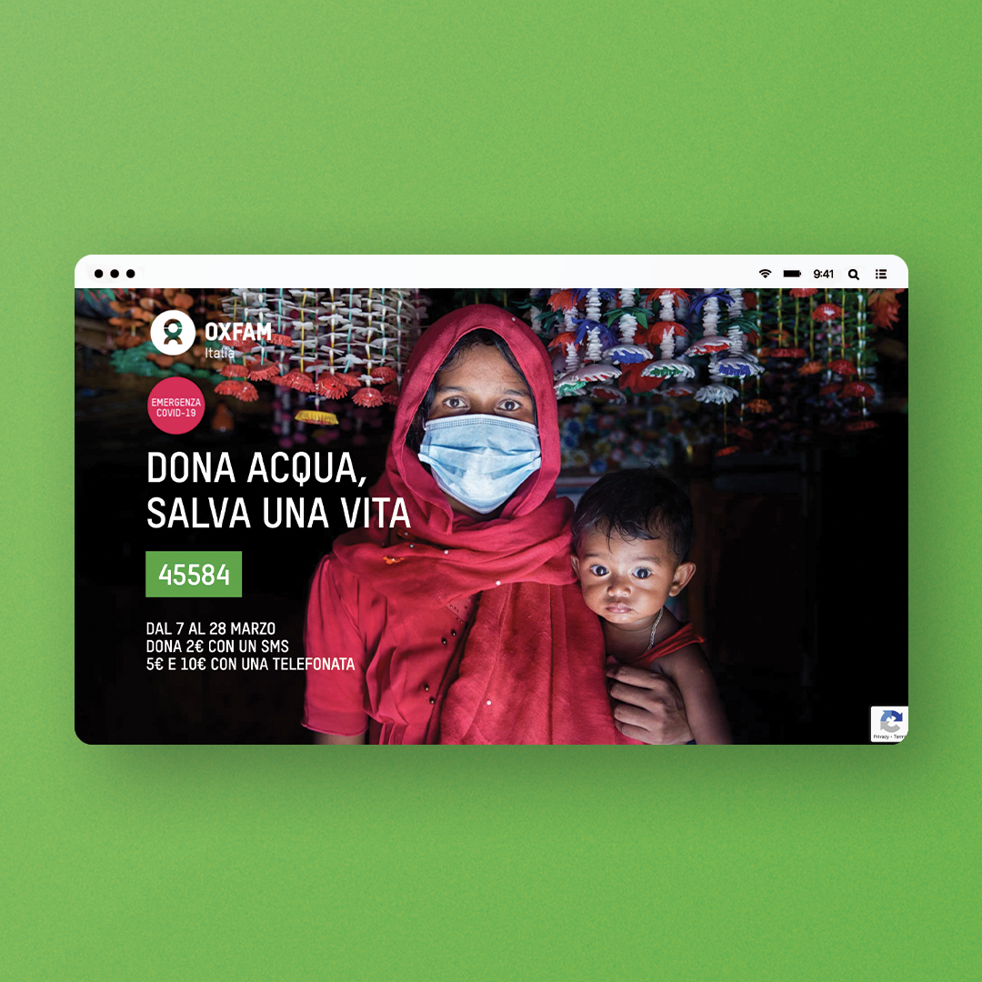 Landing Page campagna sms Oxfam Italia
